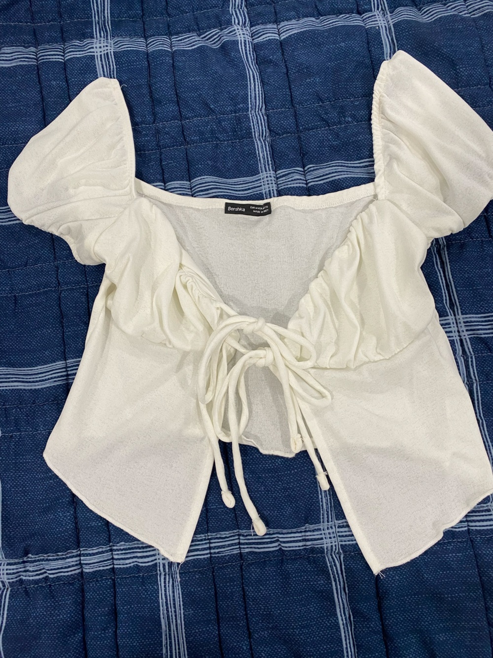 Bershka White Women's Drawstring Shorts